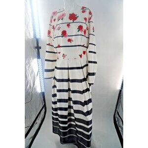 Armine Women's Sz 42 Modest Maxi Floral Black/White Turkish Heritage Luxe Dress